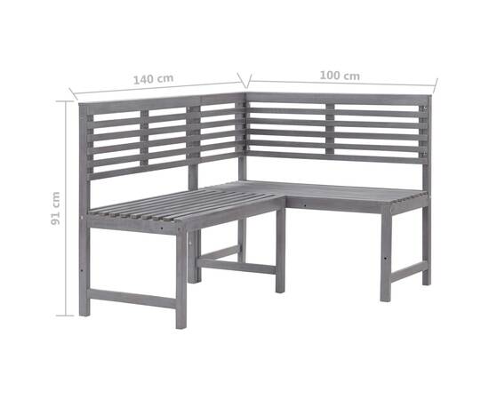 Set mobilier de bistro, 4 piese, gri, lemn masiv de acacia, 11 image