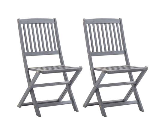 Set mobilier de bistro, 4 piese, gri, lemn masiv de acacia, 7 image