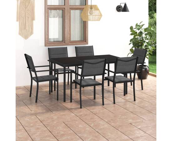 Set mobilier de exterior, 7 piese, oțel