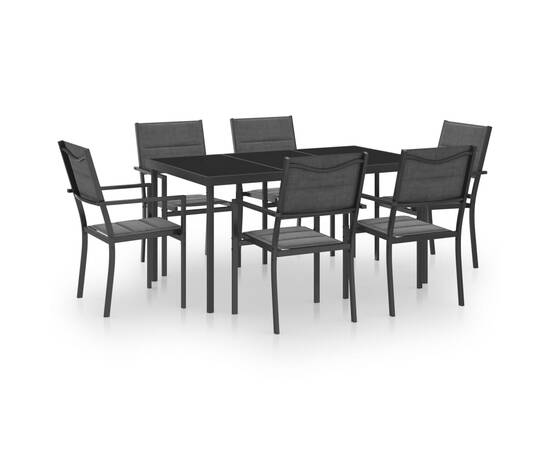 Set mobilier de exterior, 7 piese, oțel, 2 image