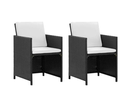 Set mobilier de exterior cu perne, 5 piese, negru, poliratan, 2 image