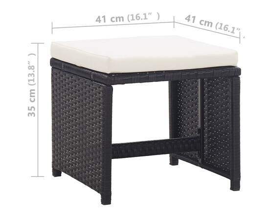 Set mobilier de exterior cu perne, 5 piese, negru, poliratan, 10 image