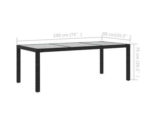 Set mobilier de exterior cu perne, 7 piese, negru, poliratan, 11 image