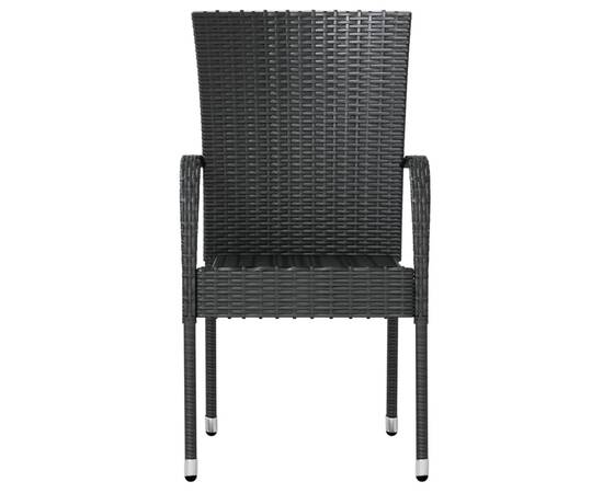 Set mobilier de grădină, 3 piese, negru, poliratan, 4 image