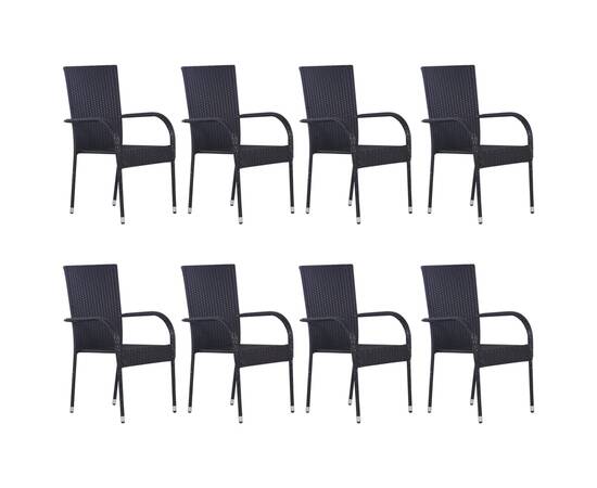 Set mobilier de grădină, 9 piese, negru, 5 image