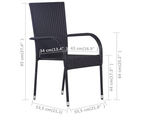 Set mobilier de grădină, 9 piese, negru, 10 image