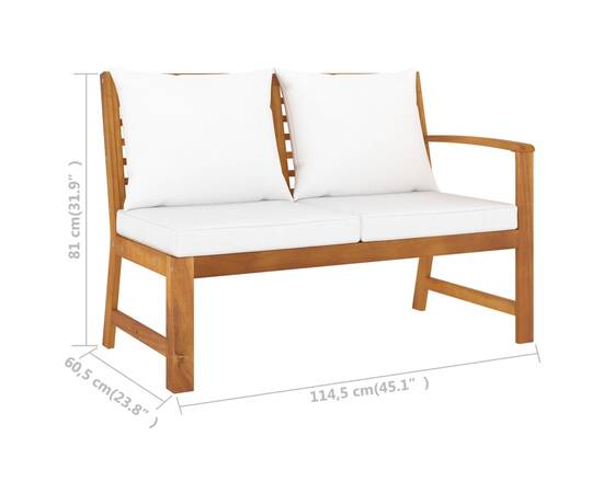 Set mobilier de grădină cu perne crem, 5 piese, lemn de acacia, 11 image