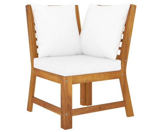 Set mobilier de grădină cu perne crem, 5 piese, lemn de acacia, 6 image