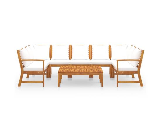 Set mobilier grădină cu perne, 9 piese, crem, lemn de acacia, 3 image