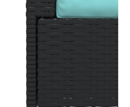 Canapea cu 2 locuri, cu perne, negru, poliratan, 8 image