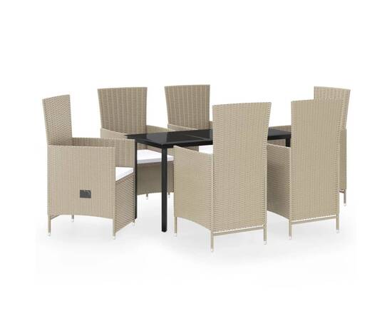 Set de mobilier pentru grădină, cu perne, 7 piese, bej, 2 image