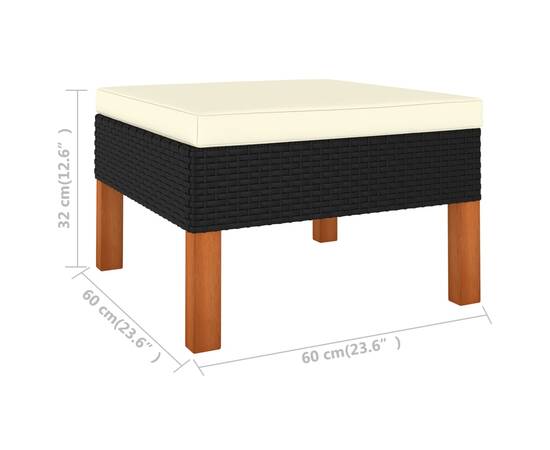 Set mobilier de grădină cu perne, 6 piese, negru, poliratan, 8 image