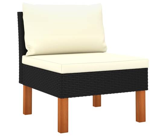 Set mobilier de grădină cu perne, 6 piese, negru, poliratan, 6 image