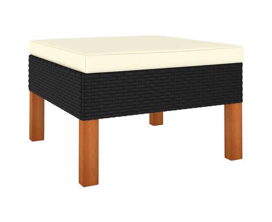 Set mobilier de grădină cu perne, 6 piese, negru, poliratan, 5 image