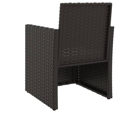 Set mobilier de exterior cu perne, 3 piese, negru, poliratan, 6 image