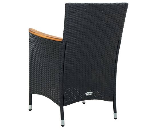 Set mobilier de exterior cu perne, 9 piese, negru, poliratan, 6 image