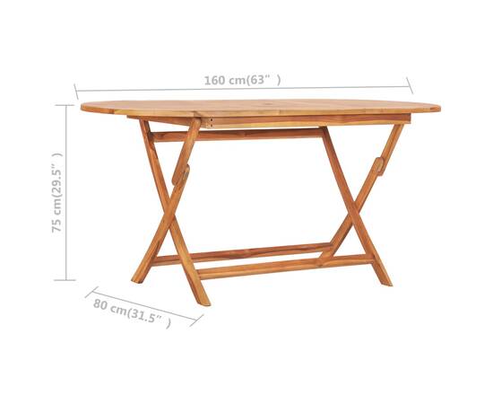 Set mobilier de exterior pliabil, 9 piese, lemn masiv de tec, 8 image