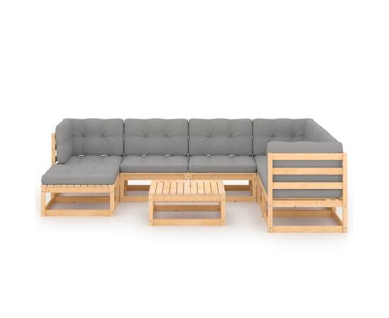 Set mobilier de grădină cu perne, 8 piese, lemn masiv de pin, 3 image