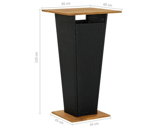 Set mobilier bar de grădină cu perne, 3 piese, negru, poliratan, 10 image