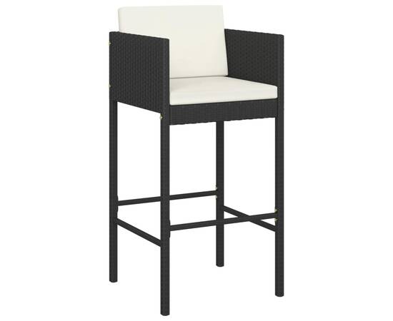 Set mobilier bar de grădină cu perne, 3 piese, negru, poliratan, 3 image