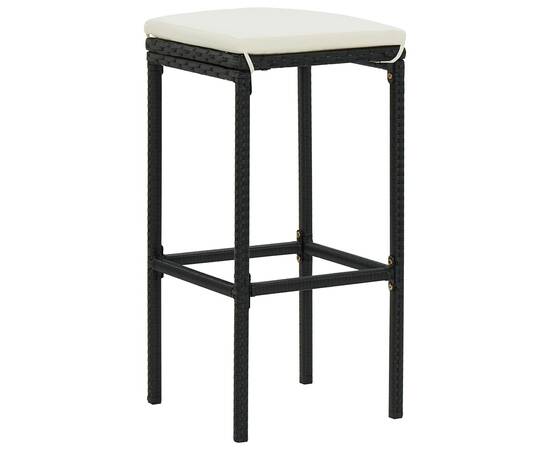 Set mobilier bar de grădină cu perne, 3 piese, negru, poliratan, 9 image