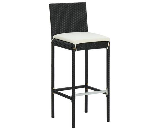 Set mobilier bar de grădină cu perne, 5 piese, negru, poliratan, 9 image