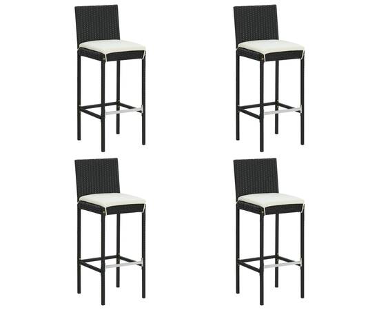 Set mobilier bar de grădină cu perne, 5 piese, negru, poliratan, 8 image