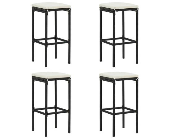 Set mobilier bar de grădină cu perne, 5 piese, negru, poliratan, 8 image