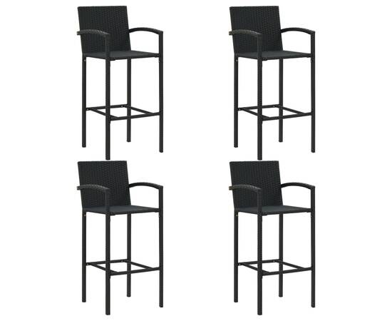 Set mobilier bar de gradină, 5 piese, negru, 5 image