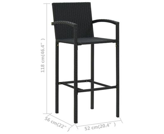 Set mobilier bar de gradină, 5 piese, negru, 8 image