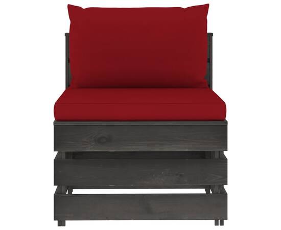 Set mobilier de grădină cu perne, 9 piese, gri, lemn tratat, 6 image