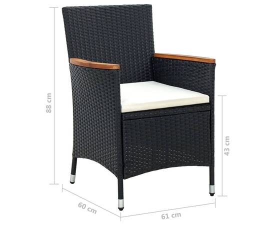 Set mobilier de grădină cu perne, negru, 9 piese, 10 image