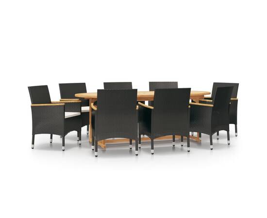 Set mobilier de grădină cu perne, negru, 9 piese, 2 image