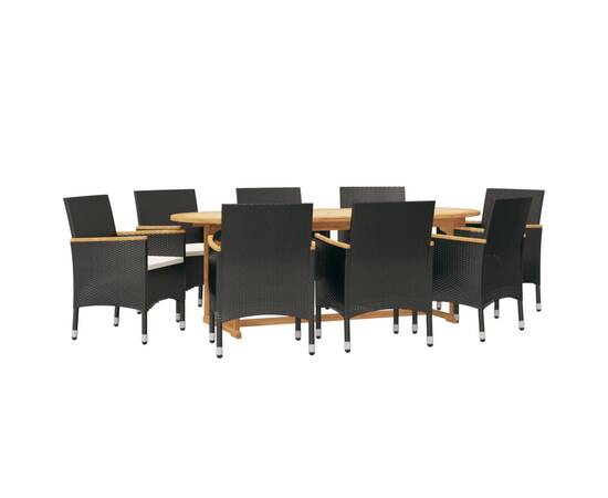 Set mobilier de grădină cu perne, negru, 9 piese, 3 image