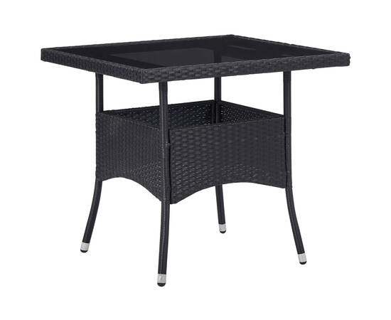 Set mobilier grădină, 5 piese, negru, poliratan și lemn acacia, 2 image