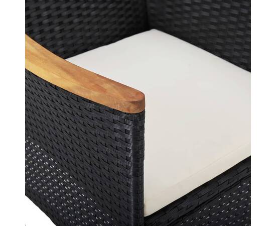 Set mobilier grădină, 5 piese, negru, poliratan și lemn acacia, 9 image