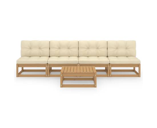 Set mobilier de grădină cu perne, 5 piese, lemn masiv de pin, 4 image