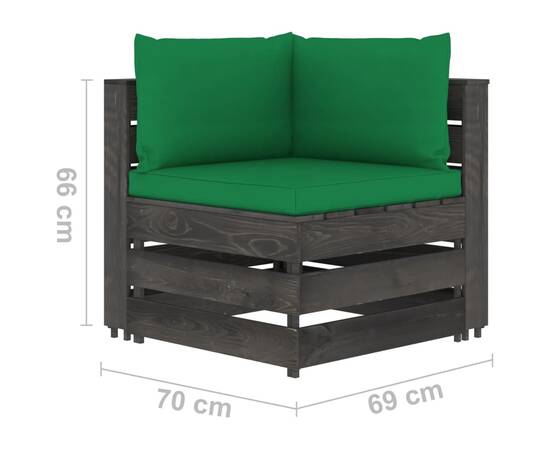 Set mobilier de grădină cu perne, 6 piese, gri, lemn tratat, 8 image