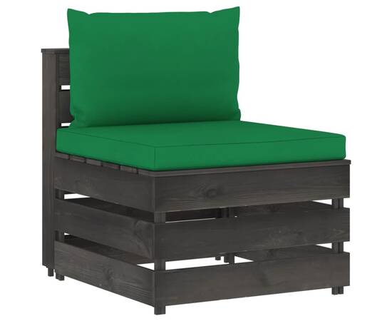 Set mobilier de grădină cu perne, 8 piese, gri, lemn tratat, 5 image