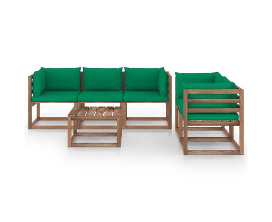 Set mobilier de grădină cu perne verzi, 6 piese, 2 image