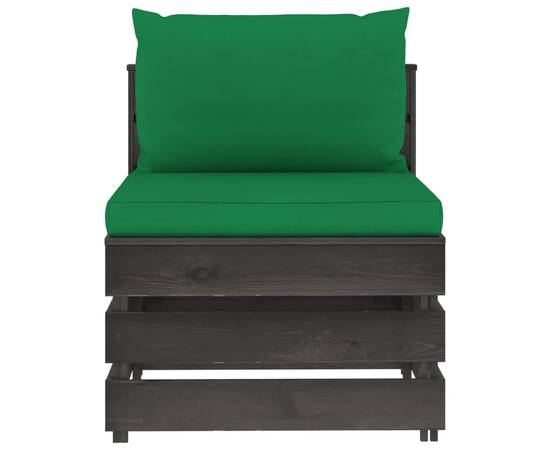 Set mobilier grădină, 6 piese, cu perne, gri, lemn tratat, 6 image