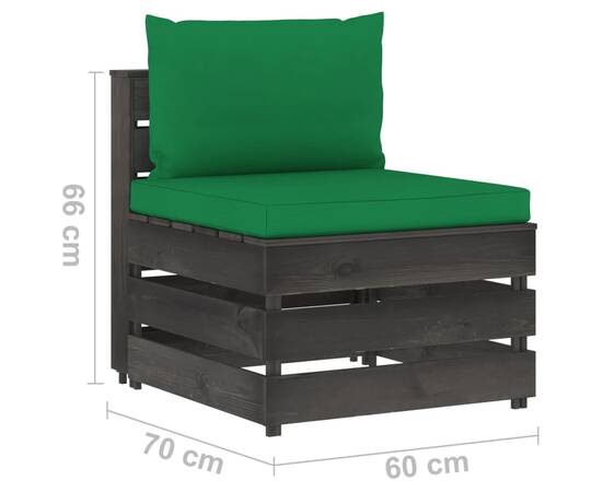 Set mobilier grădină, 6 piese, cu perne, gri, lemn tratat, 9 image