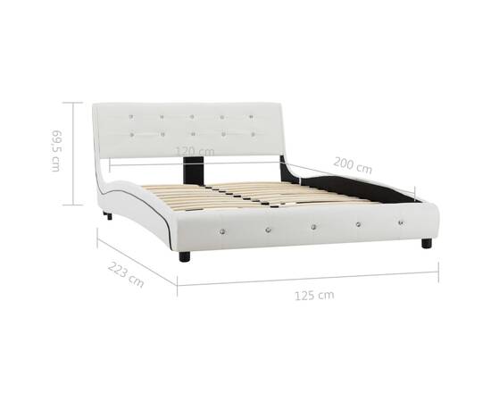 Cadru de pat, alb, 120 x 200 cm, piele ecologică, 8 image