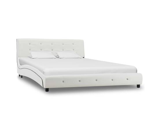 Cadru de pat, alb, 140 x 200 cm, piele ecologică