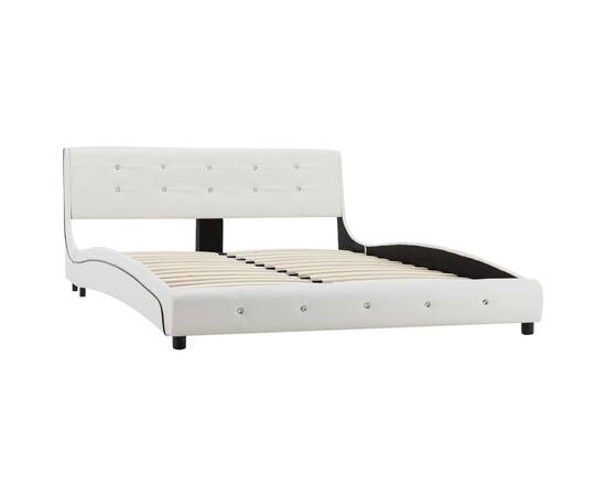Cadru de pat, alb, 140 x 200 cm, piele ecologică, 3 image