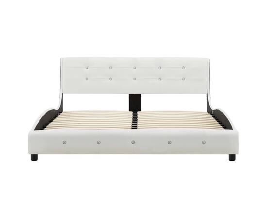 Cadru de pat, alb, 140 x 200 cm, piele ecologică, 4 image