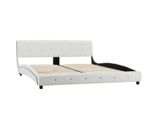 Cadru de pat, alb, 160 x 200 cm, piele ecologică, 3 image