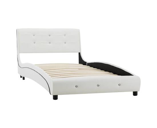 Cadru de pat, alb, 90 x 200 cm, piele ecologică, 3 image