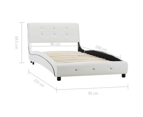 Cadru de pat, alb, 90 x 200 cm, piele ecologică, 8 image