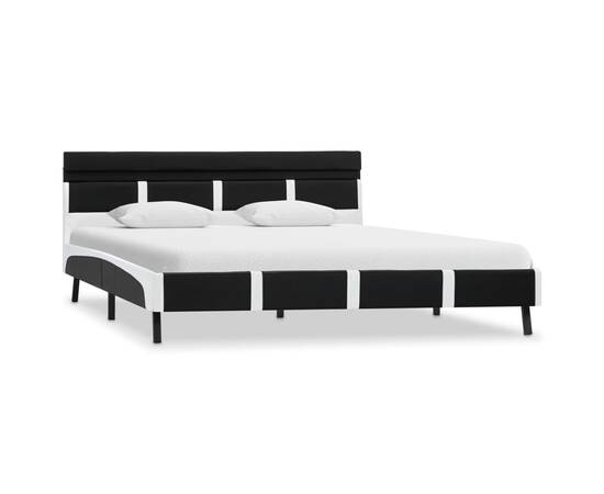 Cadru de pat cu led, negru, 140 x 200 cm, piele ecologică, 2 image